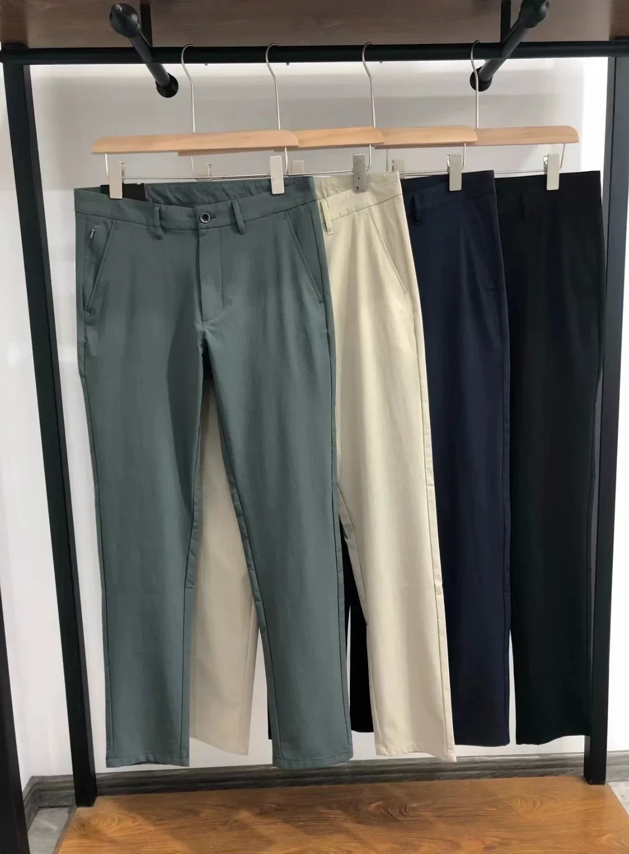 Lemon Men Thin Quick-drying Classic Four-sided Springing Casual Sweatpants With Hidden Zipper Pockets Solid Color For Men Pants