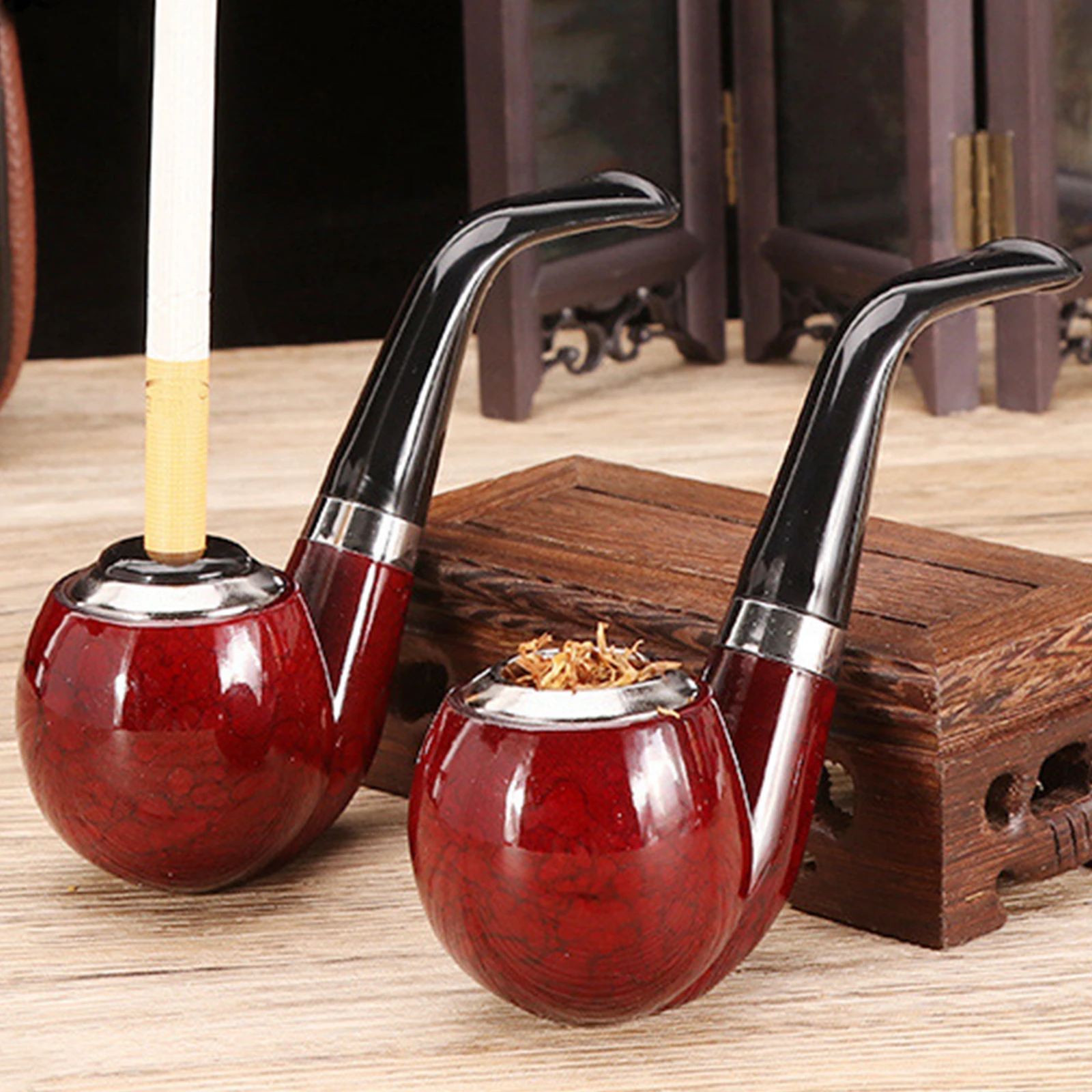 1pc Short Handle Resin Wooden Curved Pipe for Tobacco Smoking tobacco pipe tobacco smoking accessories