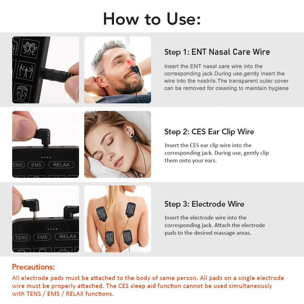 48 Modes 30 Levels TENS EMS Massager with CES Sleep Aid Device Infrared Nasal Care Machine 4-In-1 Dual Channel Full Body Massage
