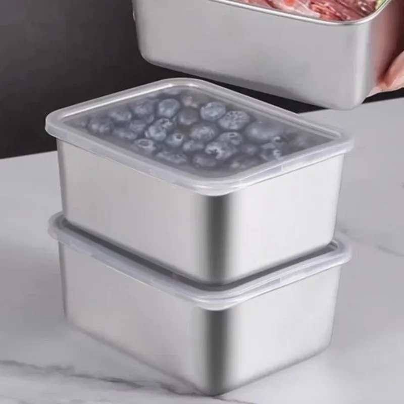 Stainless Steel Fresh-Keeping Box Vegetables Fresh Refrigerator Food Storage Box Kitchen Organizer And Storage Container Crisper 5