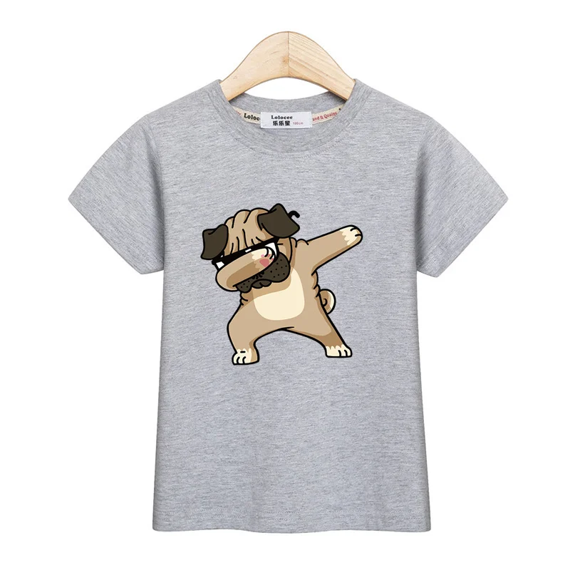 3-13T Children Dabbing Dog T-shirt Boys Girls Summer Clothes Baby Short Sleeved Tops 2