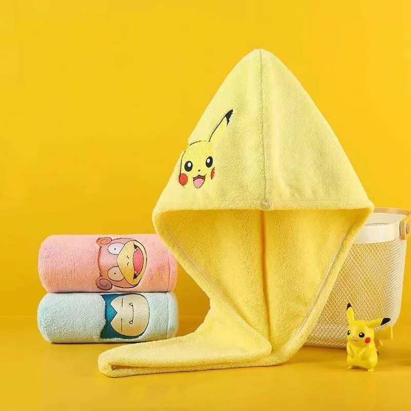 

Pokemon Pikachu Hair Drying Cap Towel Cartoon Anime Kawaii Absorbent Quick Drying Bandeau Soft Comfortable Bathroom Essentials