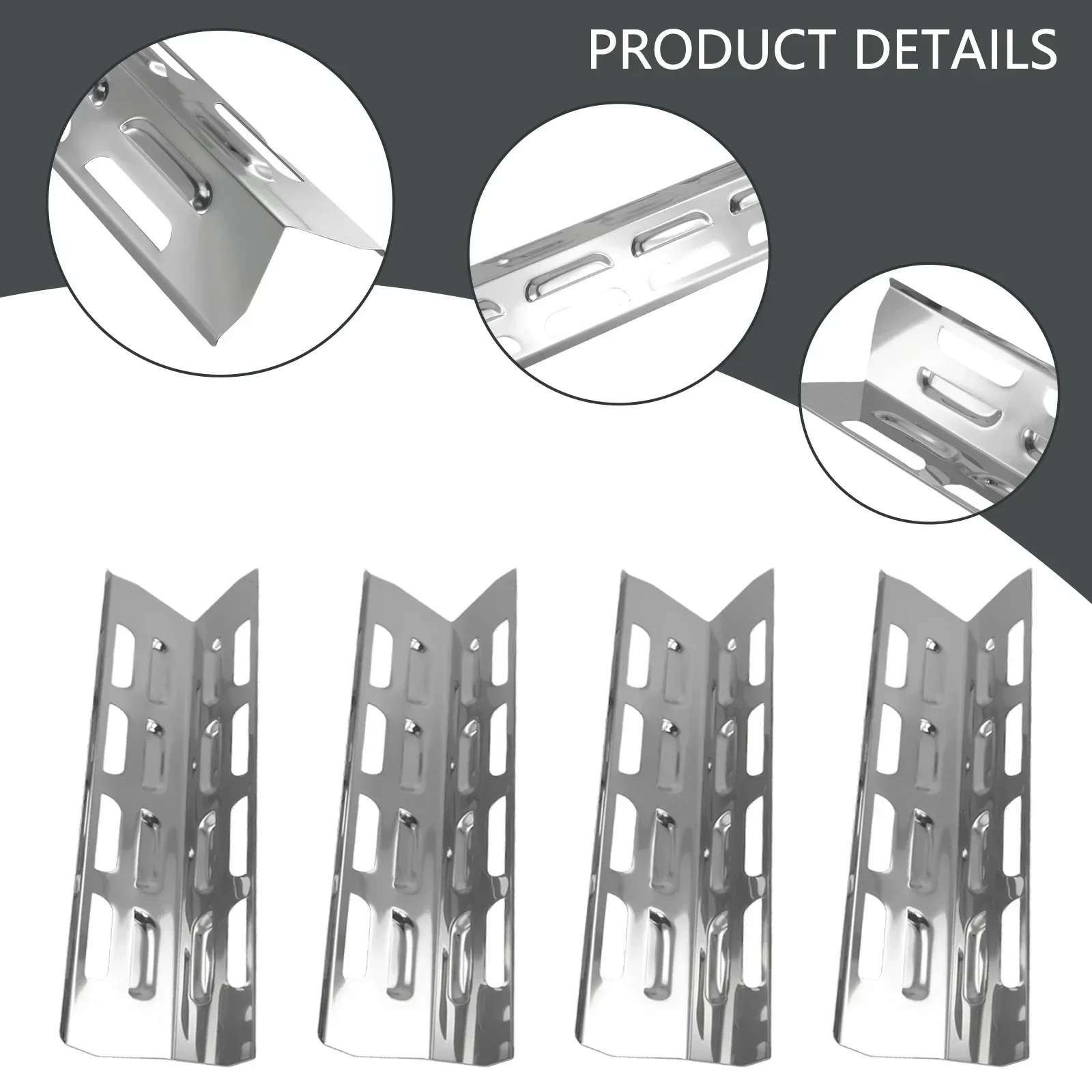 4 Pieces Stainless Steel Heat Plate Shield Universal Heat Tent For Burner Cover Flame Tamers Replacement For Gas Grill