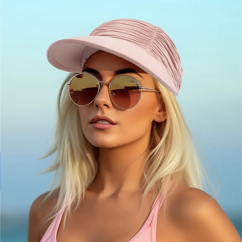 Women&rsquo;s Sun Visor Hat,Summer Volleyball Sport Beach Hats Wide Brim,Ponytail, Sun Shade Adjustable Baseball Hat for Golf Hiking