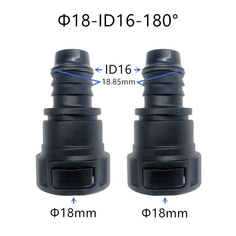 4x 18mm Straight Black Hose Connector RGV - For Fuel, Oil, Water, Air Lines