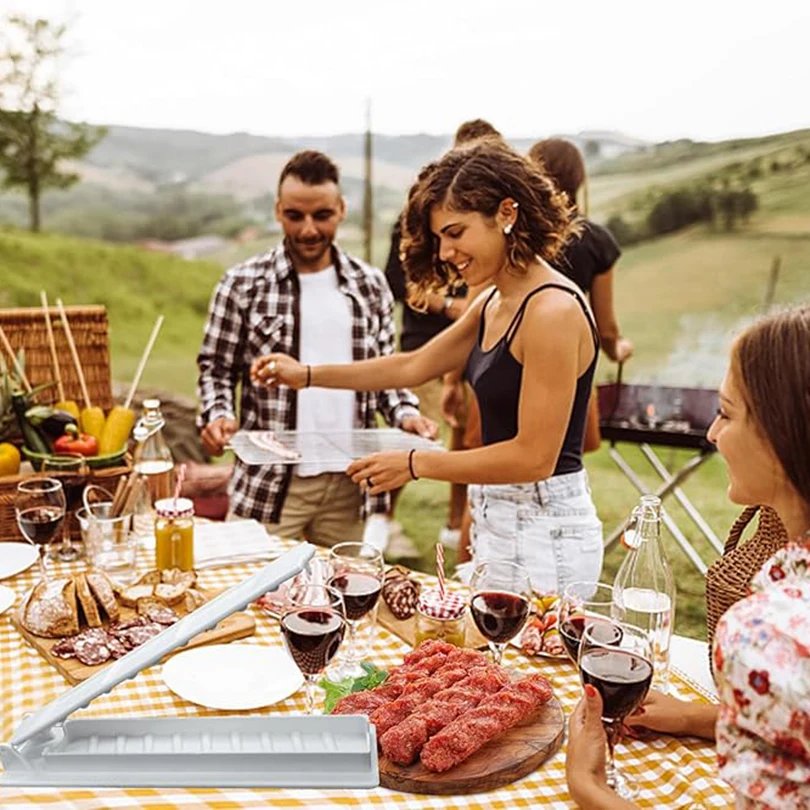 Reusable Kebab Maker Mould Turkey Kebab Maker Press Plastic Manual Kabob Mould for Barbecue Party and Outdoor BBQ Gadget Tools