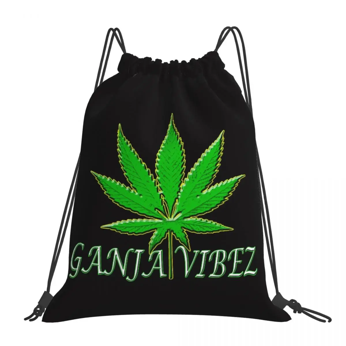 

Ganja Vibez Jamaica Backpacks Portable Drawstring Bags Drawstring Bundle Pocket Sundries Bag Book Bags For Man Woman Students