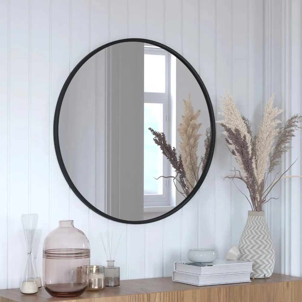 

Julianne 30” X 30“ Black Modern Wall Mounted Mirror Decorative Wall Mirrors for Bathrooms Mirror With Backlight for Bathroom