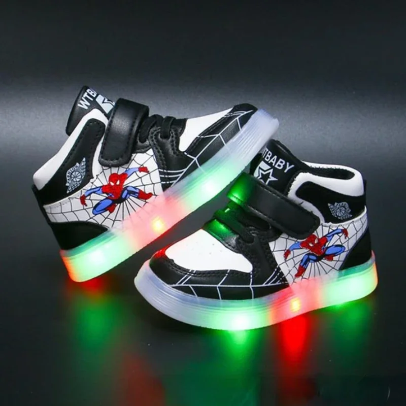 Disney LED Light Shoes – Spiderman Design, Breathable Kids Sneakers for Boys and Girls 4