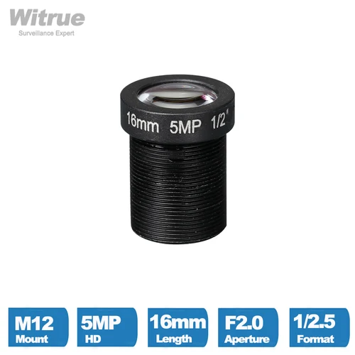 Witrue CCTV 카메라 렌즈, 보안 IP 카메라 옵션, 5 메가 픽셀 M12 X P0.5 마운트, 1/2.5 인치 F2.0 12mm 16mm 25mm 3