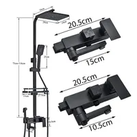 Black Shower Set Faucet 4 Ways Showers Faucet Systems Adjustable Mixers Tap For Bathe Free Rack Rainfall Modern Bathroom Faucets 2