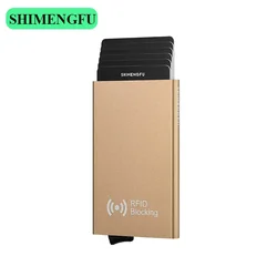Sleek RFID & NFC Protected Smart Wallet with Automatic Card Pop - Up Mechanism (Gold)