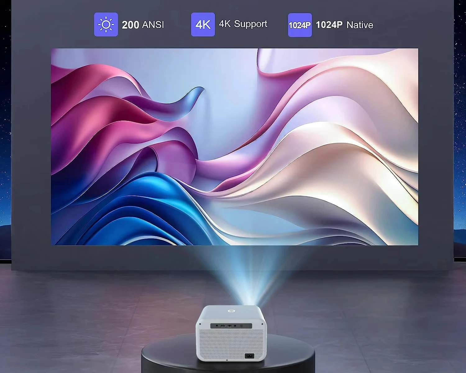 XJ Projector 4K 1024P Proyector 4K Portable Projector Mini projector 4k WIFI Android BT5 Home Cinema