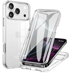 360 Full Body Cover Clear Case with Shockproof Thin Design and Soft Screen Film - iPhone 17 Pro (Clear)