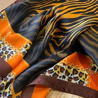 New Satin Shawl Design Wild leopard Print Silk Square Women neck scarves Wrap Headkerchief Beach Hair Band women's bandana 6