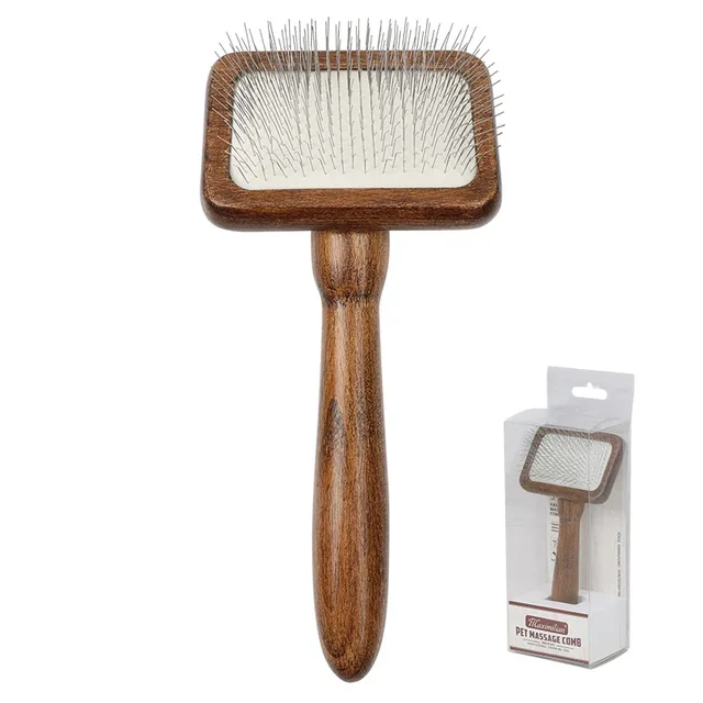 Dog Comb Retro Wood Dog Brush Pet Hair Remover Massage Cat Brush Pet Grooming Stainless Steel Combs for Cats Hair Knot Opening 6