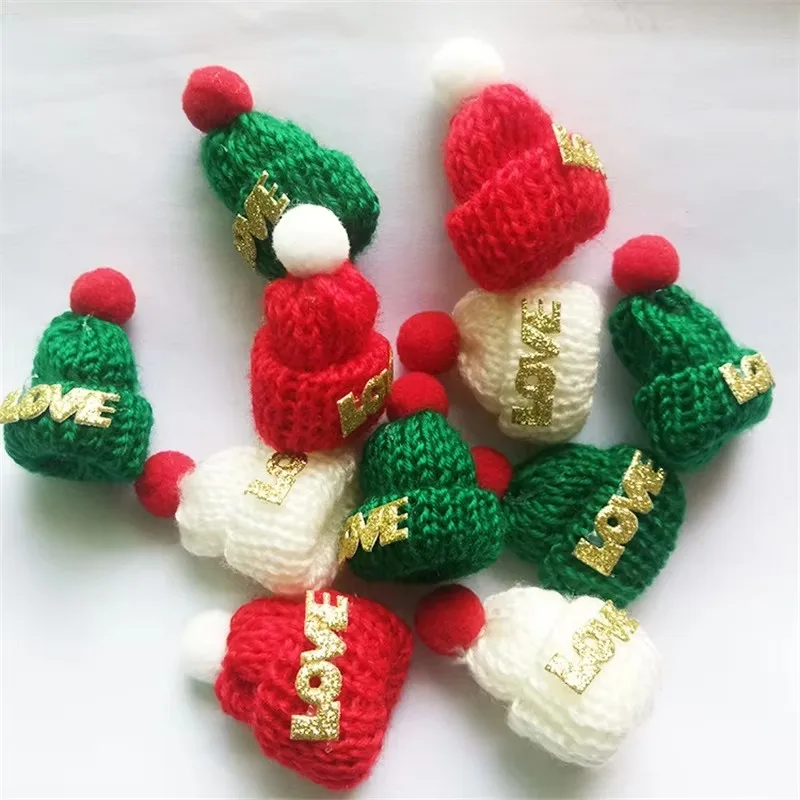 Mini Knitted Christmas Hat Multiple Styles For Mini Toy Dolls Wear DIY Decorative Christmas Hat 5pcs/set