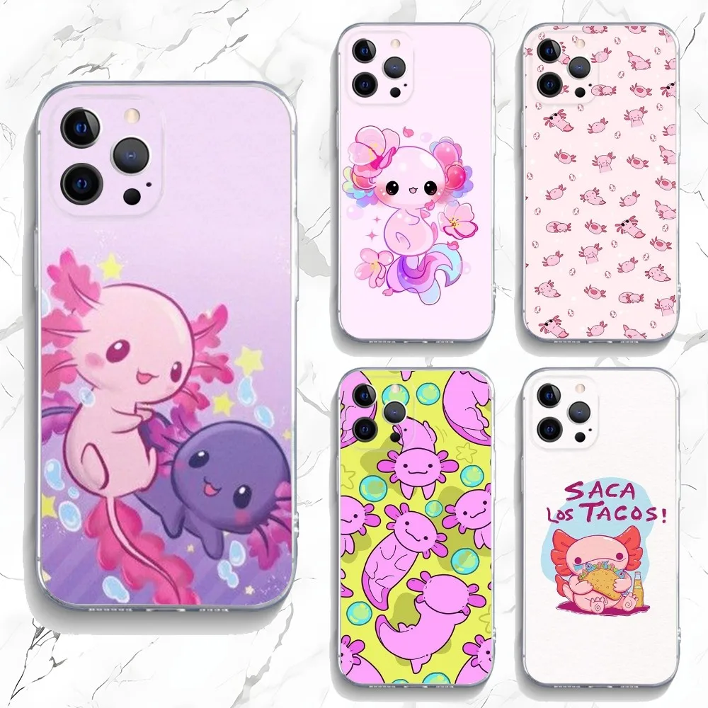 Adorable Axolotl Transparent Silicone Phone Case - Soft and Protective Design