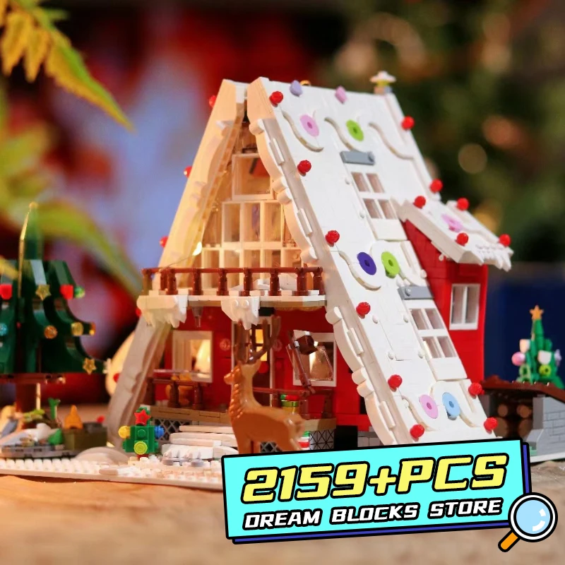 

Merry Christmas House MOC Bricks Kits Village View Santa Cabin Building Blocks City Shop Model Children Toys Adult Boy Gifts NEW