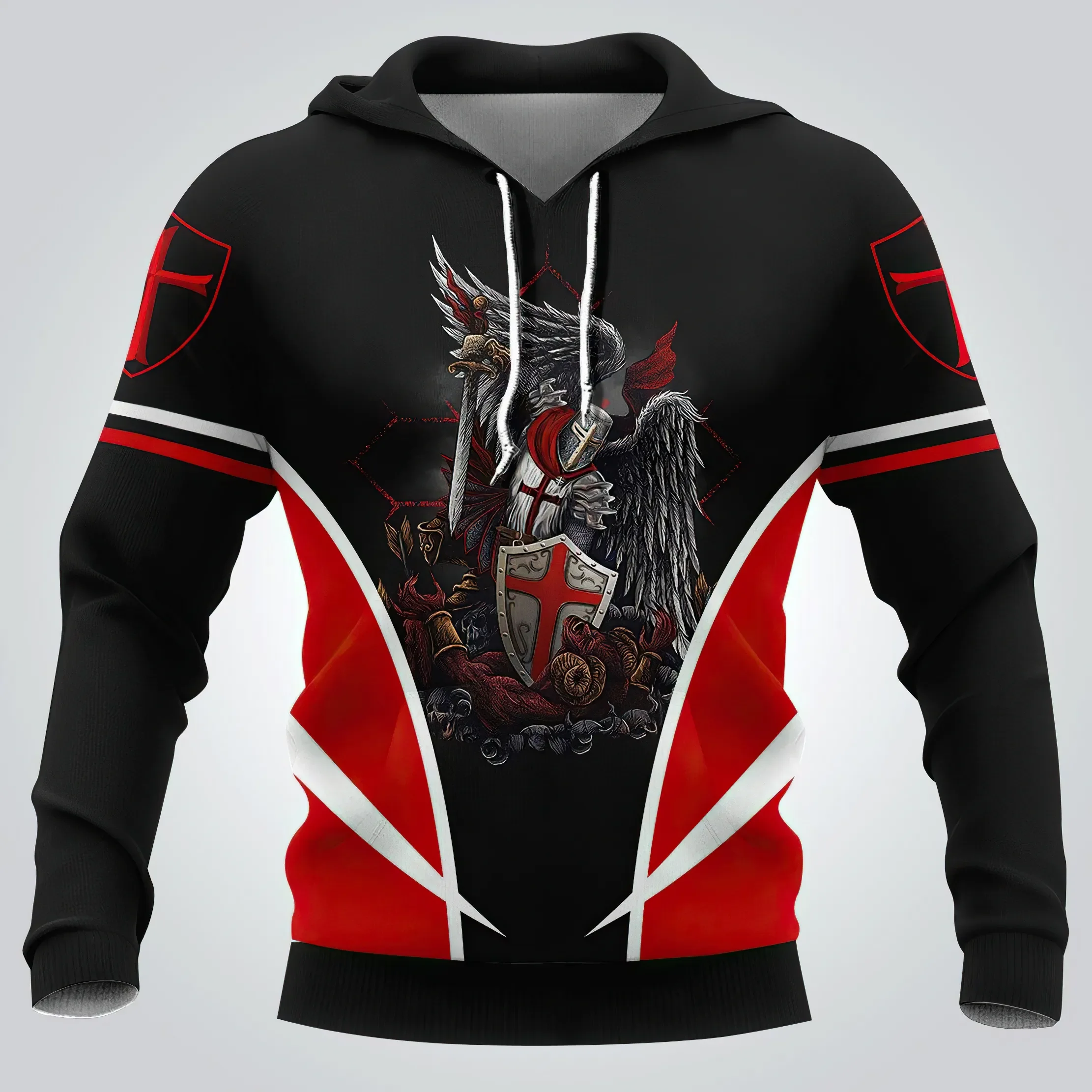 thumbnail image 1 of Sudadera con capucha de los Caballeros Templarios para hombre, sudadera de gran tamaño con estampado 3D, nueva moda 2024, chaqueta holgada, jersey, ropa de calle informal con capucha, 1 of 4