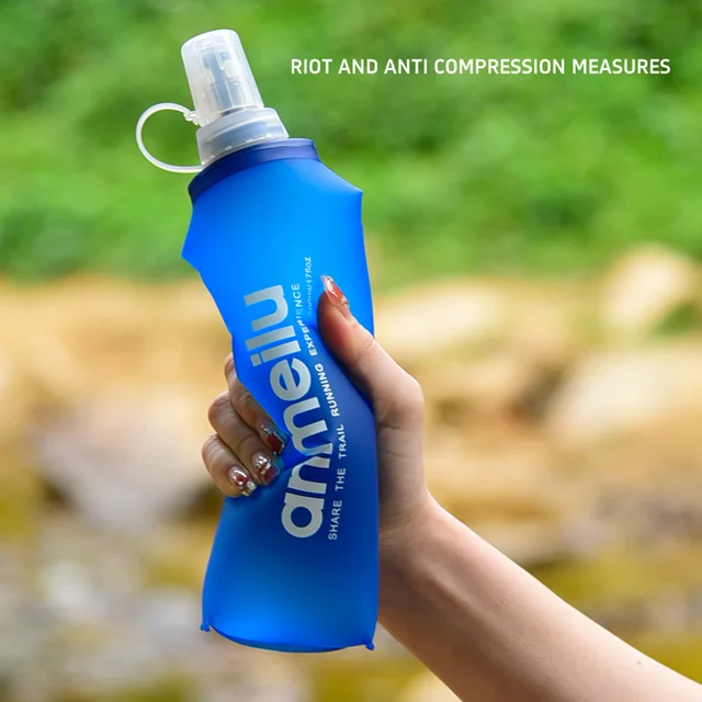 ANMEILU Ultralight Foldable Water Bottle BPA Free Straw Outdoor Sport Supplies Hiking Running Cycling Soft Flask Water Bag 4