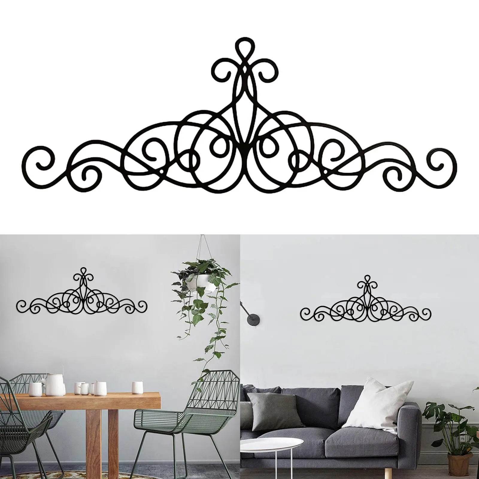 

Metal Wall Hanging Decor, Traditional Metal Scroll Home Art Decor, Rustic Iron Wall Medallion Black Metal Scroll Iron Plaque