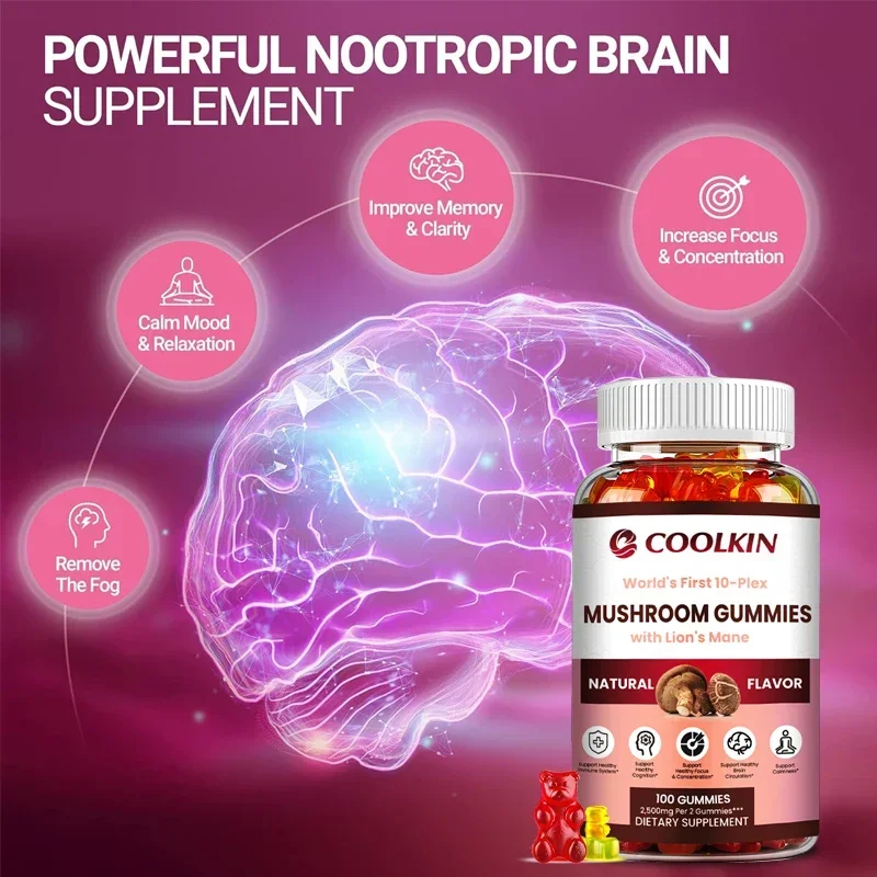 Mushroom Gummy Complex-Immune System and Mood Support with Maitake, Shiitake, Lion's Mane Mushrooms