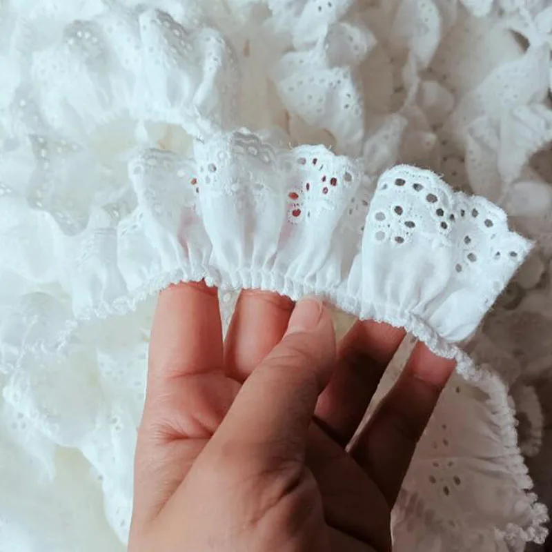 Lace Fabric Lace Ribbon Lace Sewing Supplies Lace Sewing Accessories 4CM Wide Luxury White cotton Embroidery Lace Fabric DIY applique collar trim ribbon Sewing guipure wedding cloth Womens dresses