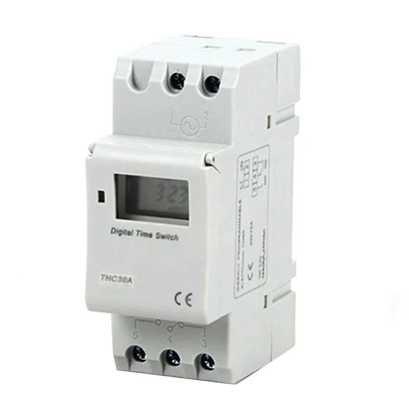 New Type Din Rail 2 Wire Weekly Seven Days Programmable Digital TIME SWITCH Relay Timer Control AC THC 15A 30A 220V 12V