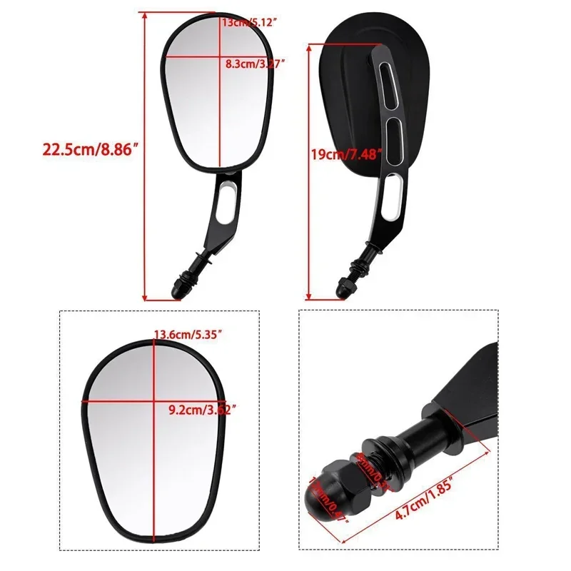 2pcs Rear View Side Mirror For Harley Road King Touring XL 883 Sportster Fatboy Dyna FXDF FLSTF Springer V-ROD Motorcycle