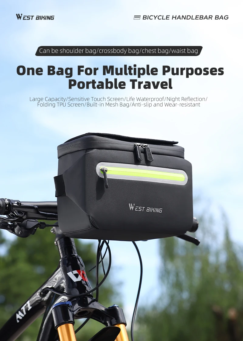 Description Picture 2 of itemWEST BIKING Waterproof Bike Front Frame Bag Touch Screen MTB Bicycle Phone Holder EVA Handlebar Bags Cycling Front Storage Bag