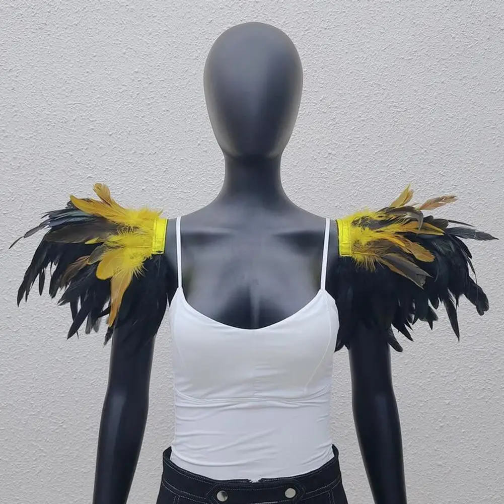 

Allergy-free Shawl Cosplay Feather Shrug Shawl Cape Set for Halloween Party Stage Performance Adjustable Band Dancer Costume