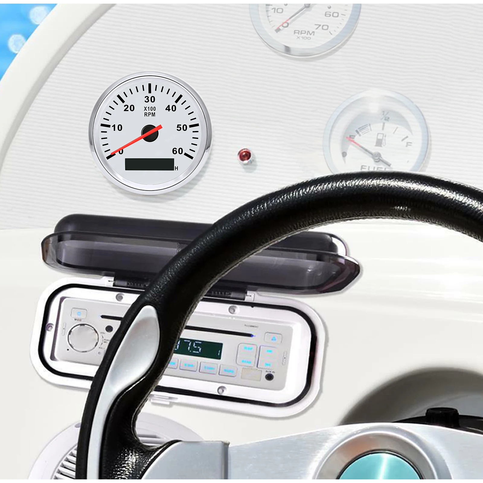 85MM Drehzahlmesser 3000/4000/6000 U/min Tachometer mit Betriebsstundenzähler und Drehzahlmesser, rote Hintergrundbeleuchtung für Auto, Boot, Dieselmotor – Detail 6