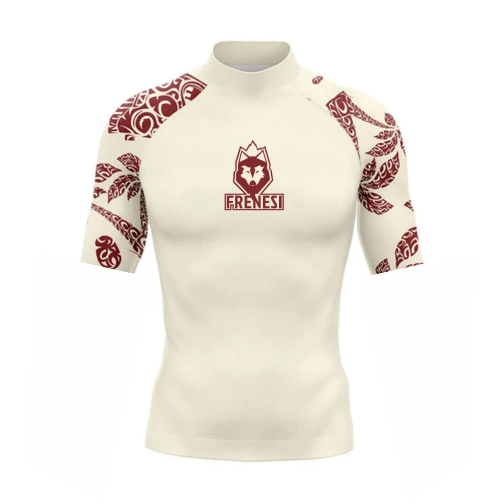 Men Rashguard Men's Fashion Split Beach Swimwear Short Sleeve T-Shirt