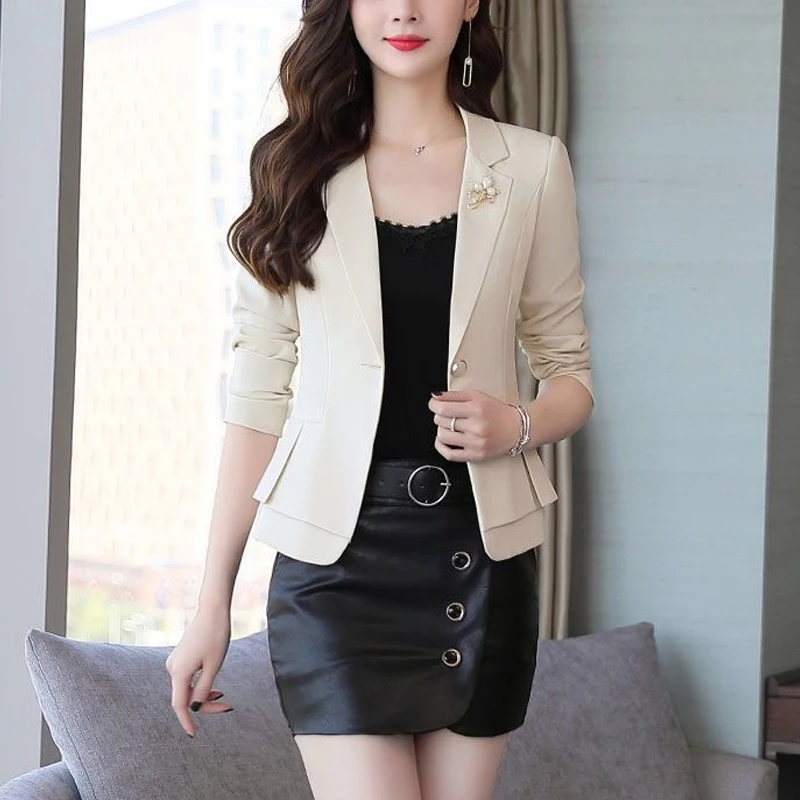 Spring Autumn New Solid Color Fashion Long Sleeve Blazers Women High Street Button Cardigan Korean Style Elegant All-match Tops