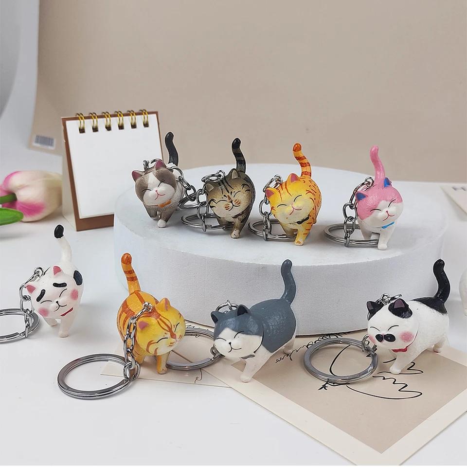 Set De 14 Llaveros De Gato Con Cola Móvil, Charms De Aleación De Metal Para Bolsos Y Mochilas, Regalo Ideal Para Amantes De Los Gatos