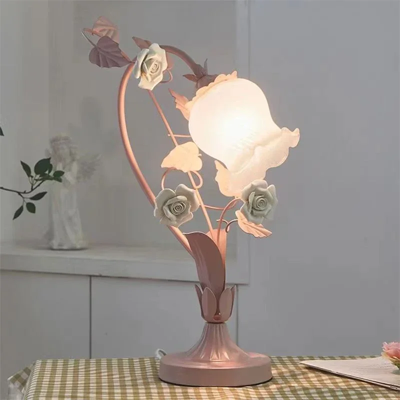 RONIN French Table Lamp American Living Room Bedroom Villa European Romantic Pastoral Creative Bedhead Desk Light