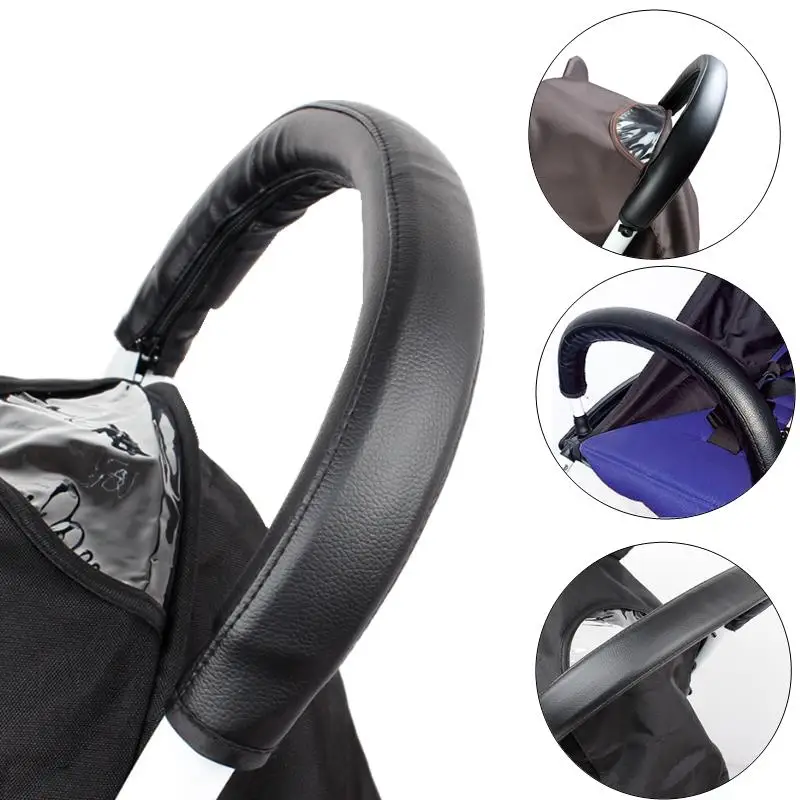 Baby stroller Handle PU Leather Pushchair Armrest Case Protective Cover For Pram Stroller Universal  Anti Slip Cover Pad Soft Co