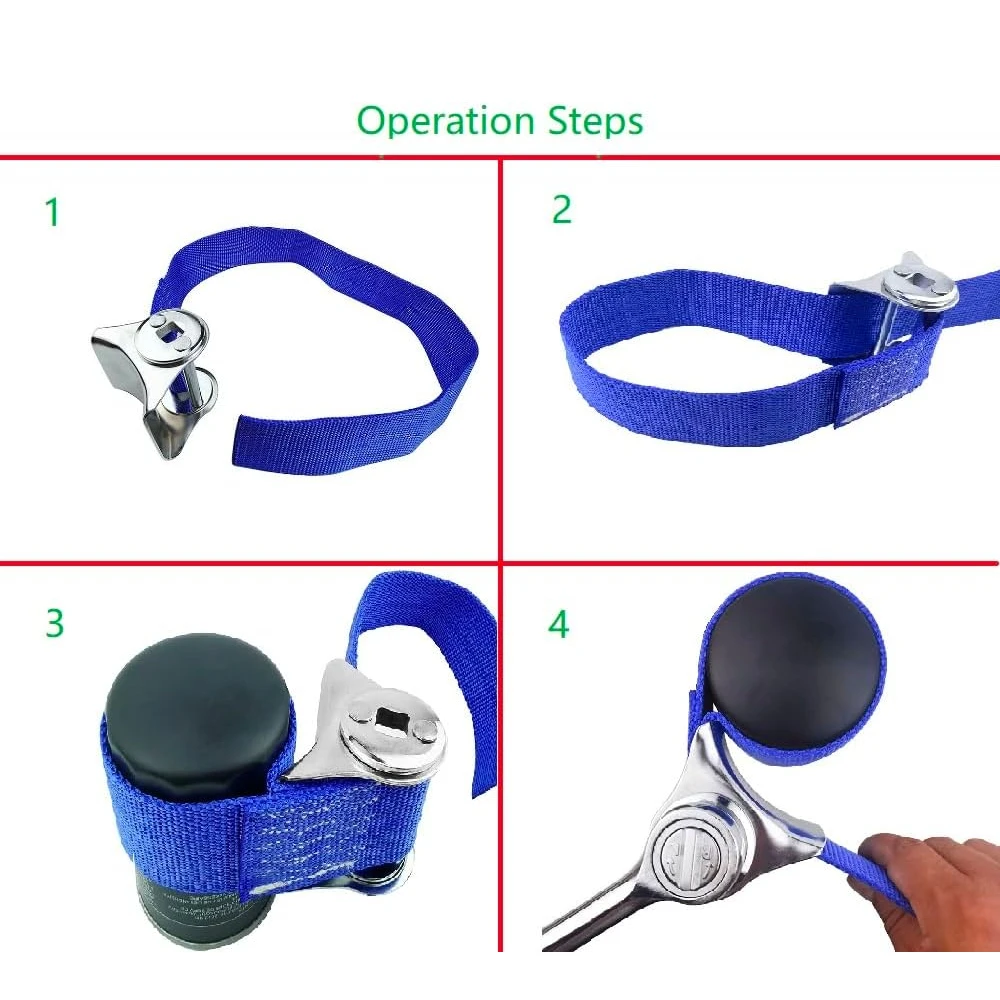 Strap Wrench for Oil Filter Adjustable Oil Filter Wrench up to 150mm Removal Tool Engine Filters