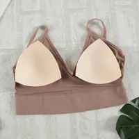 Ensemble de Soutien-Gorge et Culotte pour Femme, Sous-Vêtements Sexy, String, Bralette Sans Couture, Lingerie Féminine Douce et Précieuse, Haut Court, 2 Pièces 5