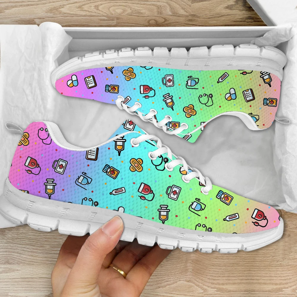 INSTANTARTS Classic Women's Nurse Shoes Meidcal Equipment Assistant Print Female Casual Sneakers Outdoor Walking Tennis Gifts
