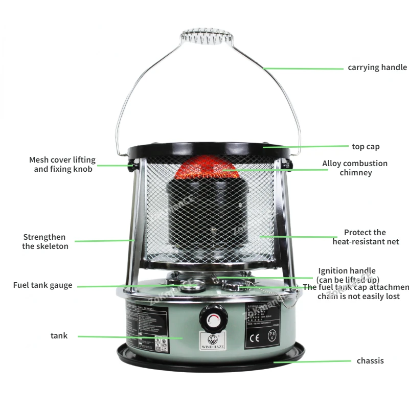 Kerosene Stove Heater for Indoor Camping,5.2L Large Kerosene Stove Heater for Heating,Cooking,Garage,Camping Portable Heater 2