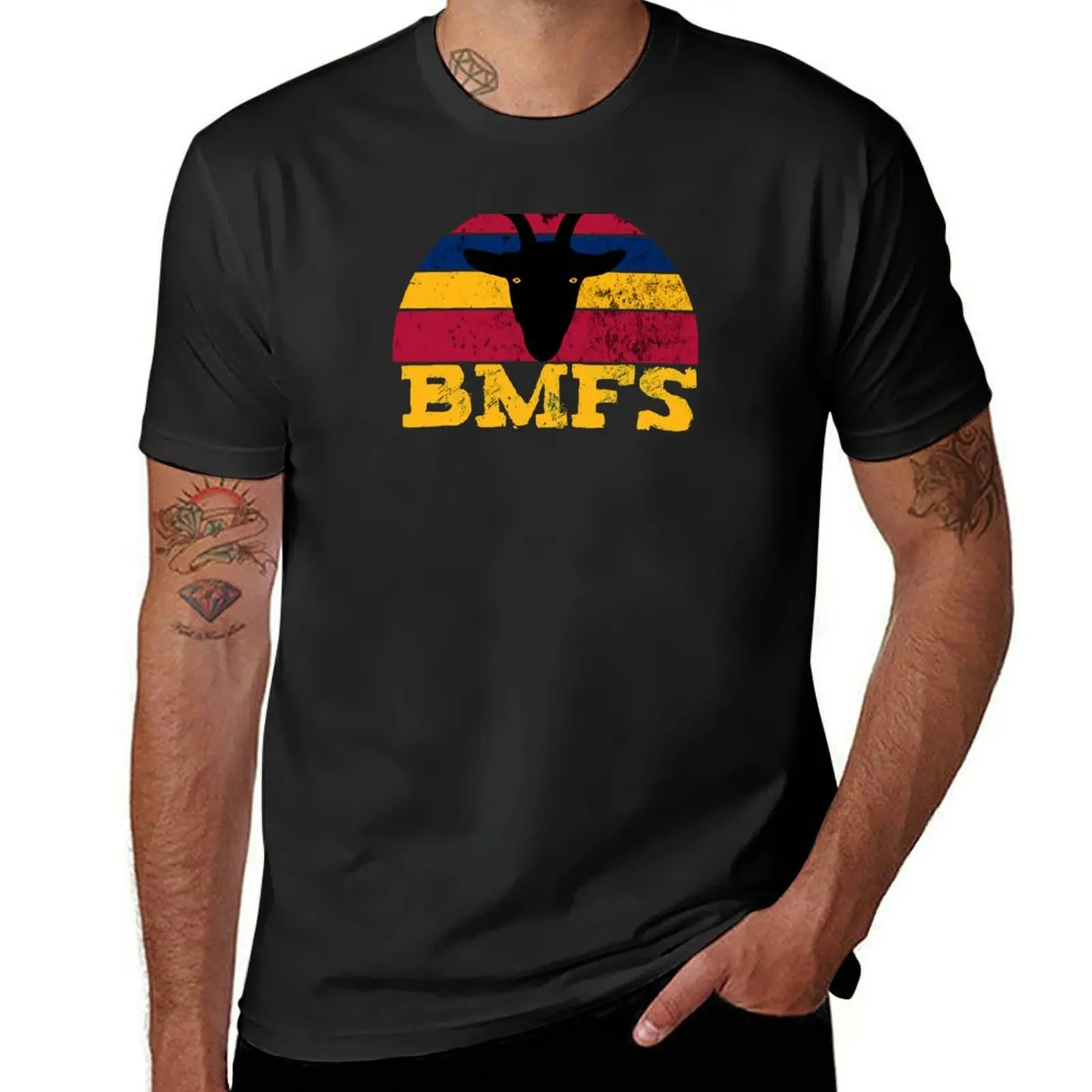 

BMFS Vintage Sunset Goat T-Shirt tees hippie clothes plus sizes men clothing