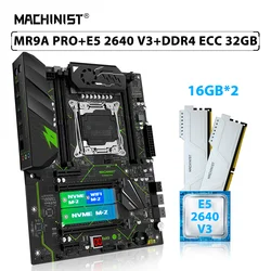 MACHINIST X99 MR9A PRO Motherboard Set LGA 2011-3 Kit Xeon E5 2640 V3 Processor CPU Memory 32GB=2pcs*16GB ECC DDR4 RAM NVME M.2