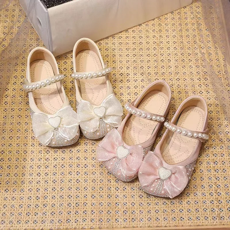 

K42806 Pink princess with bow baby kids breathable Sole Platform Casual Non-slip Homewears size 25-35