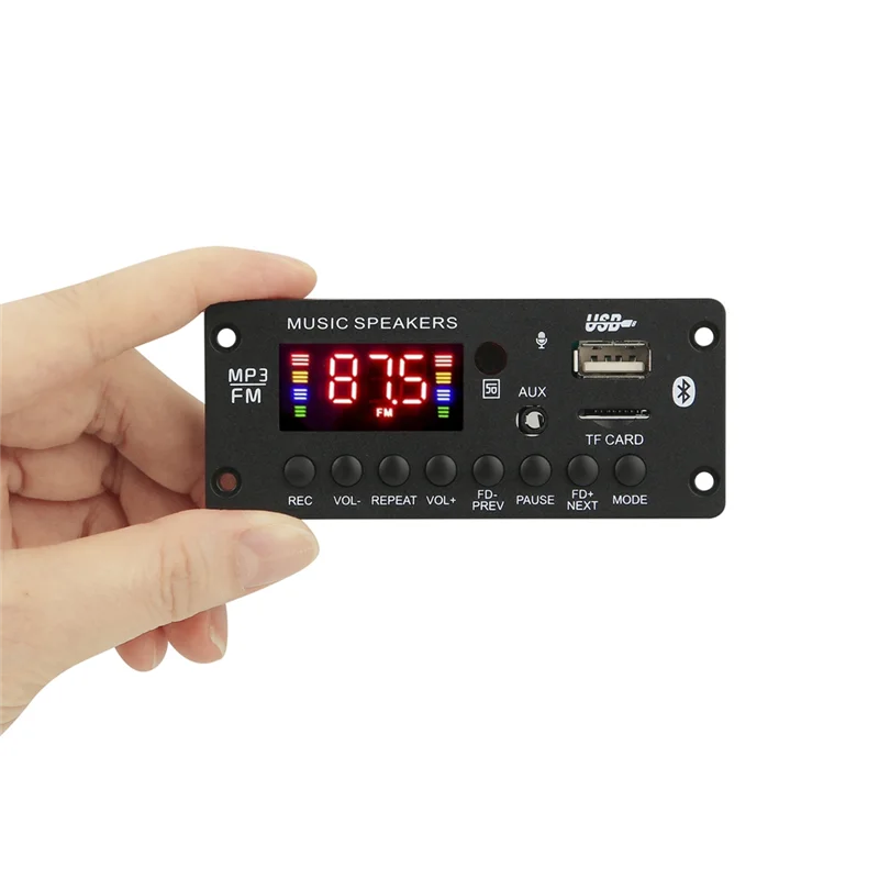 Y10A-50W Amplifier 12V MP3 Decoder Board Bluetooth 5.0 25W Car MP3 Player USB Recording Module FM AUX Radio For Speaker