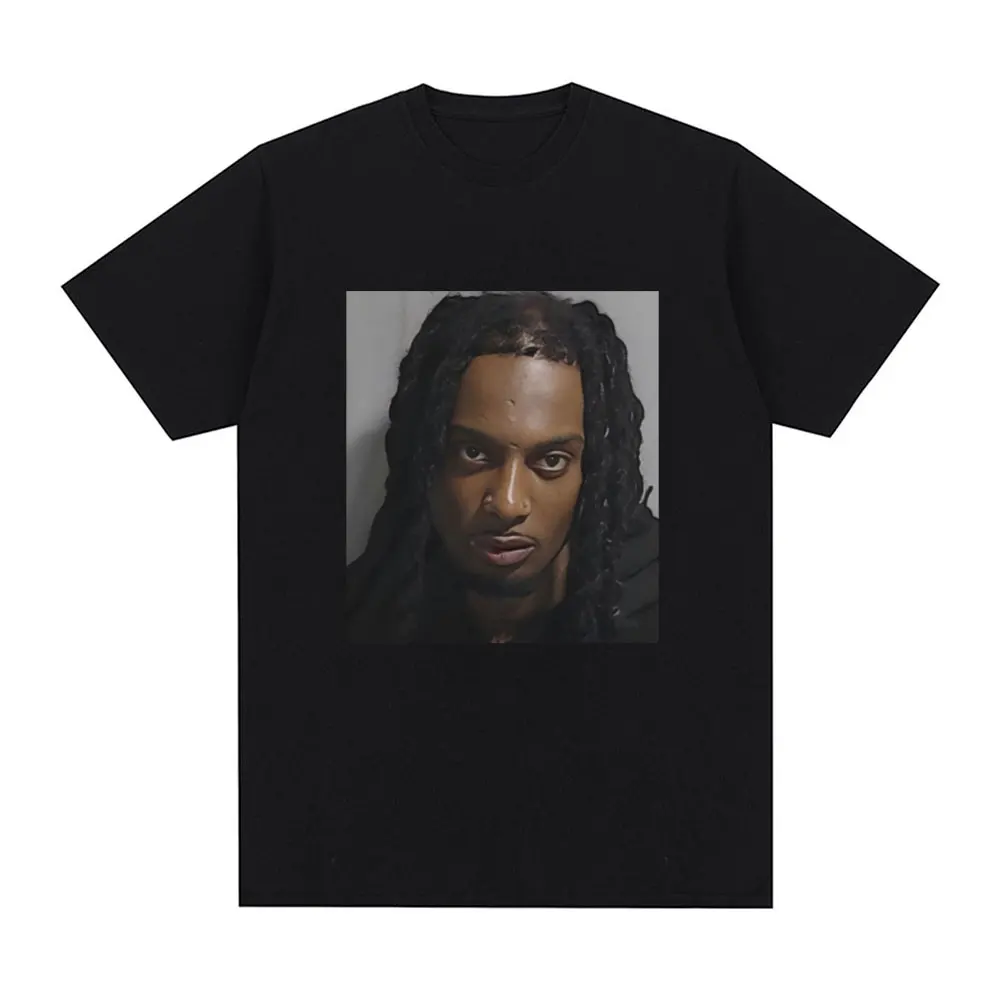 Rapper Playboi Carti Mugshot Grafik T-Shirt Herrenmode Vintage Hip Hop T-Shirt Lässiges Baumwoll-Kurzarm-Oversize-T-Shirt