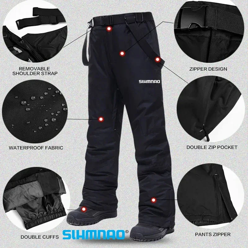 Windproof and Waterproof Snow Fishing Jacket New Warm Winter Skiing Down Jacket Men's Pants Warm Set Men's Snow