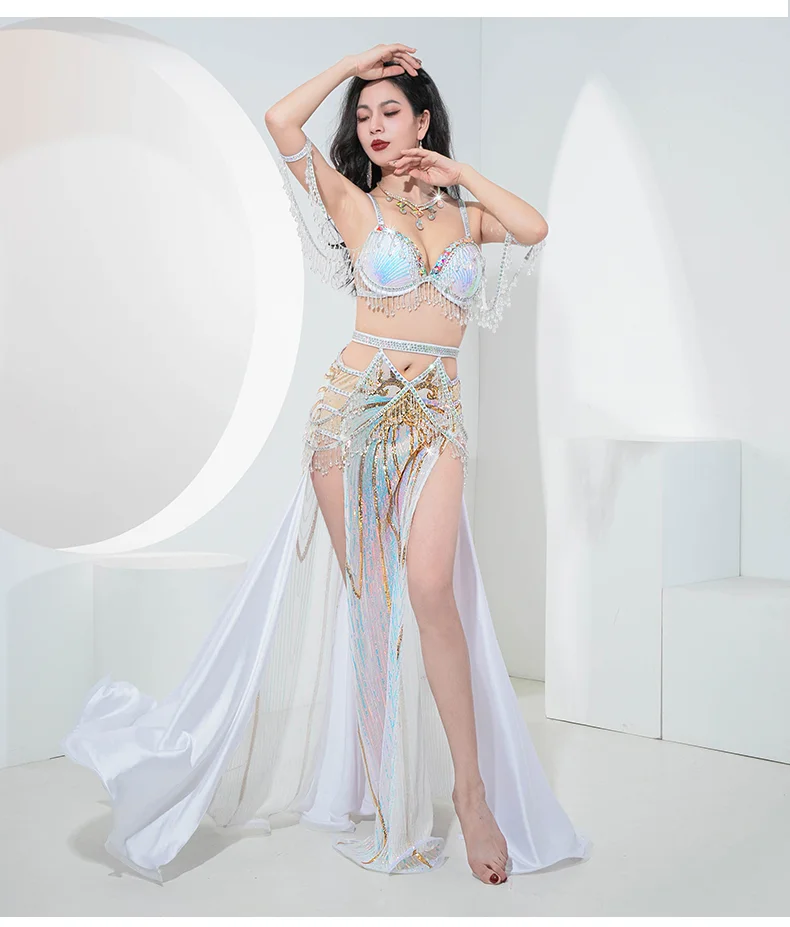 新品 ベリーダンス衣装 Atelie Belissima オリエンタル ホワイト 20%OFF!】ベリーダンス衣装 ウクライナVeronika ホワイト (M-L) CT0017