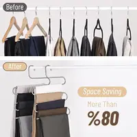 Five-layer stainless steel trouser rack，used for wardrobe storage, suitable jeans and trousers, space-saving design 2